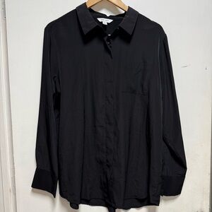 Nine West Black Casual Button Down Shirt Size XL
